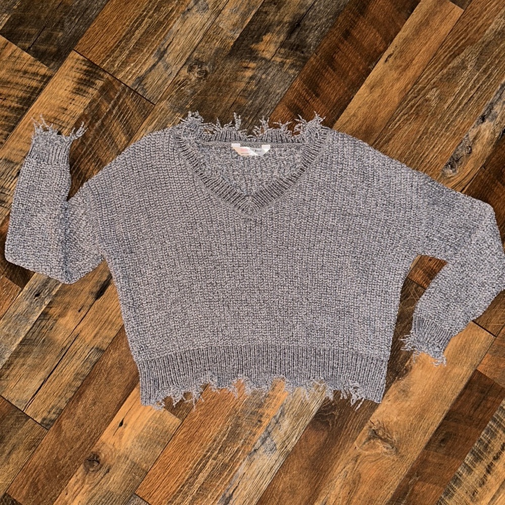 belle du jour boutique cropped woven sweater